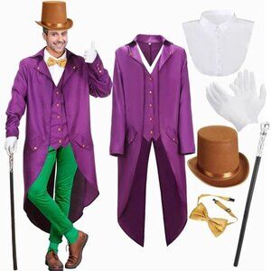 Halloween Costume for Adult Men Include Tailcoat Top Hat Scepter 2XL READ**